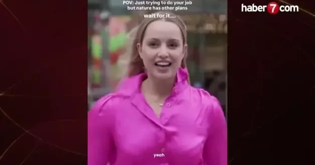 Canlı yayında ilginç anlar! Muhabirin yüzüne kuş çarpınca haber yarıda kaldı