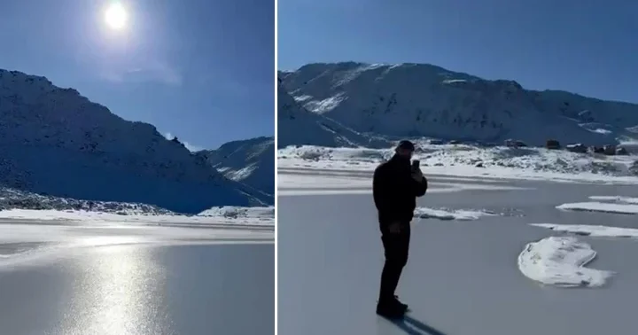 Termometreler 13’ü gösterdi! Göl buz tuttu