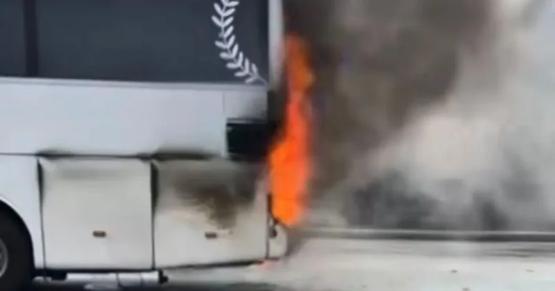 Gaziantep te yolcu otobüsünde çıkan yangını itfaiye söndürdü