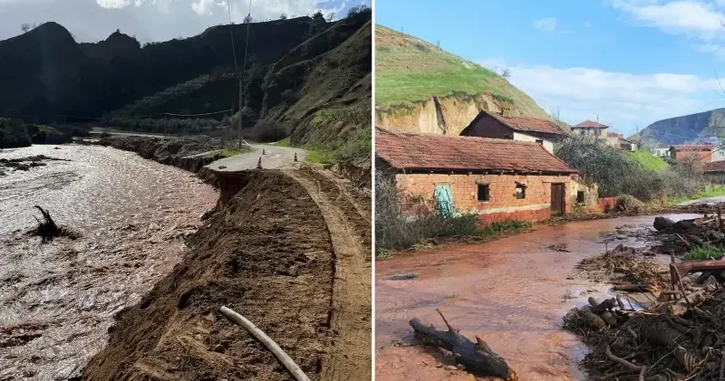 Alaşehir de sağanak nedeniyle dere taşması sonucu kara yolu çöktü Manisa Haberleri