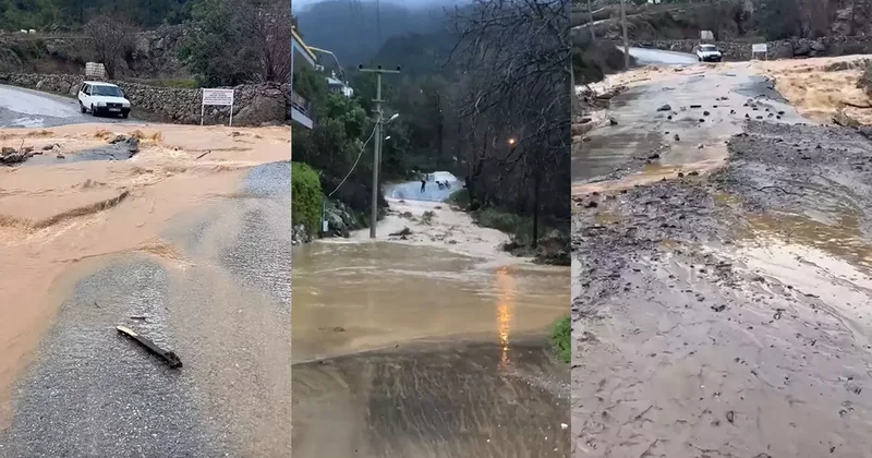 Alanya da sağanak sonrası su taşkını köprüde zarara neden oldu
