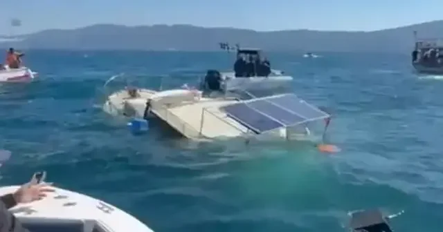 Güllük Körfezi nde amatör balıkçı teknesi battı VİDEO İZLE