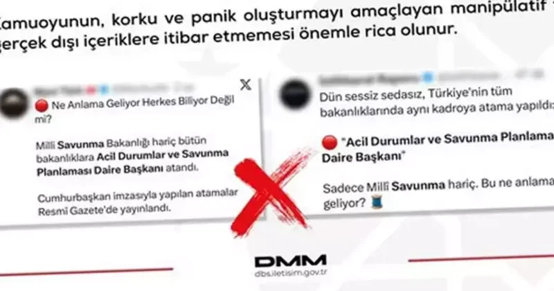 DMM den Acil Durumlar Dairesi Başkanı atamaları savaş hazırlığıdır iddialarına yalanlama