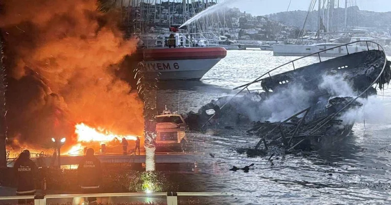 Yalıkavak ta cayır cayır yanan milyonluk yatların enkazı kaldırıldı!