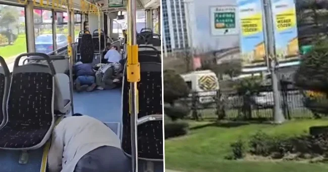 Beşiktaş taki silahlı çatışmada İETT otobüsüne kurşun isabet etti: Yolcuların panik anları kamerada