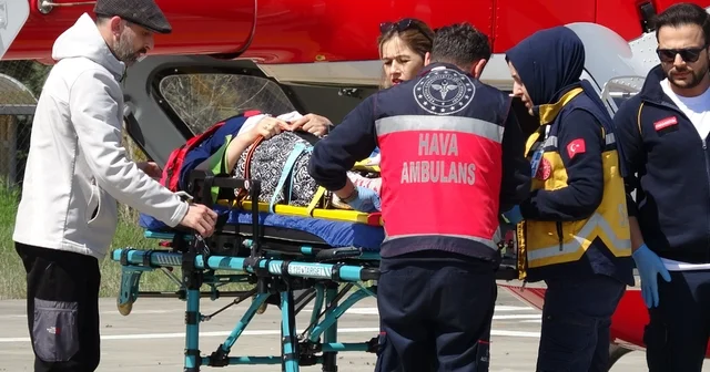 5 metre yükseklikten düşen kadının imdadına ambulans helikopter yetişti Samsun Haberleri