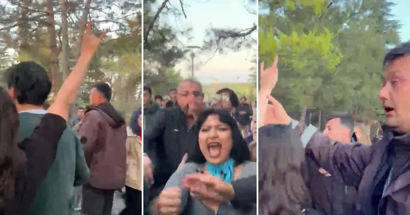 ODTÜ den yeni görüntü! Genç kız bozkurt işareti yaptı, ortalık karıştı: Kırarım o elini