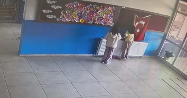 Öğrencilerin bayrak hassasiyeti kamerada Amasya Haberleri
