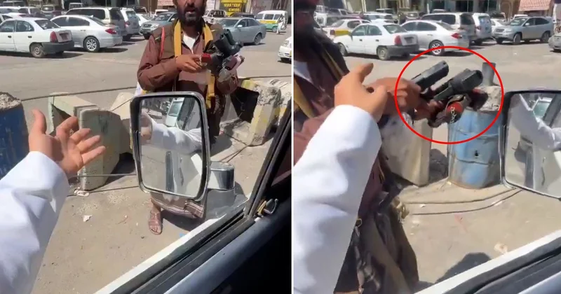 Yemen de pes dedirten görüntü! Araçların arasında su değil tabanca satılıyor