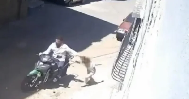 Küçük kızını motosikletle sürükleyen baba gözaltına alındı
