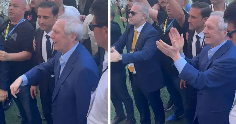 Aziz Yıldırım ve ekibi, Hakan Safi desteçilerinin olduğu tribüne geldi: Burdayım