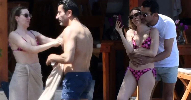 Kenan İmirzalıoğlu ve eşi Sinem Kobal tatilde... Denizde romantizm!