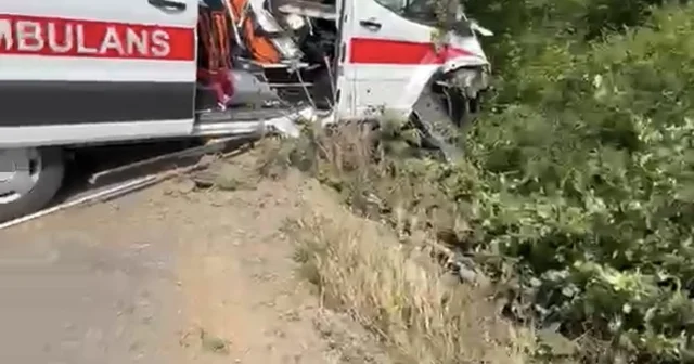 Hasta taşıyan ambulans yoldan çıkarak yeşillik alana savruldu Kocaeli Haberleri