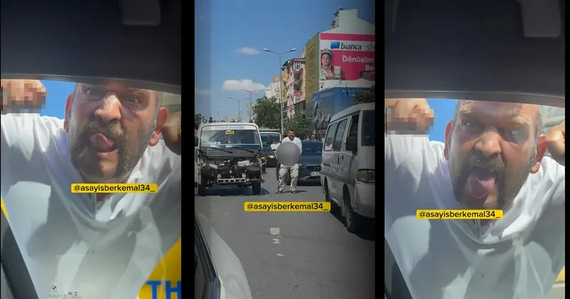 Trafikte iğrenç anlar! Önce hareket çekti, sonra özel bölgesini gösterdi