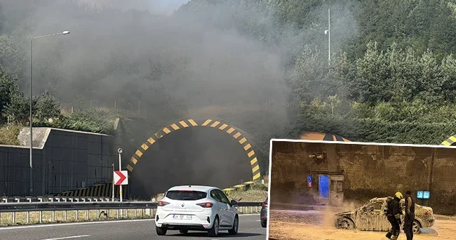 Bolu Dağı Tüneli’nde alev alan otomobil yandı: Ankara istikameti ulaşıma kapandı