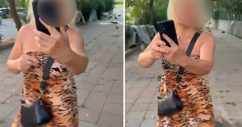 Kedileri besleyen kadın, insanların sokaktan geçmesine izin vermedi