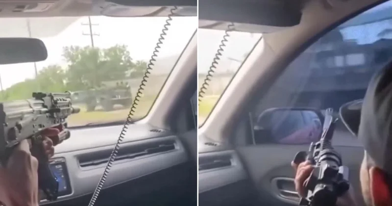Akılalmaz görüntü! Güvenlik güçlerine silah çekip ellerini kollarını sallayarak gittiler
