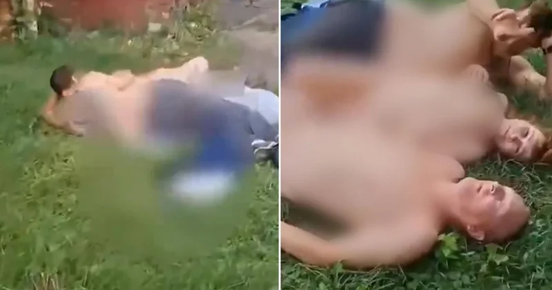 Çimlerin üzerinden mide bulandıran görüntü! Çevredekilere aldırış etmediler