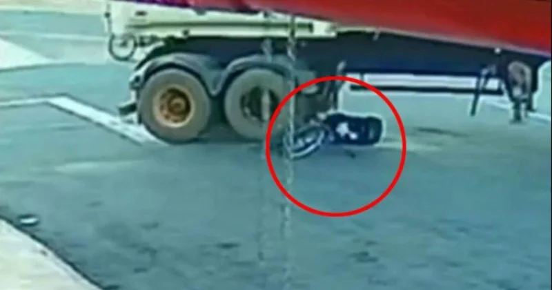 Dev kamyonun altında sürüklendi, burnu bile kanamadan kurtuldu