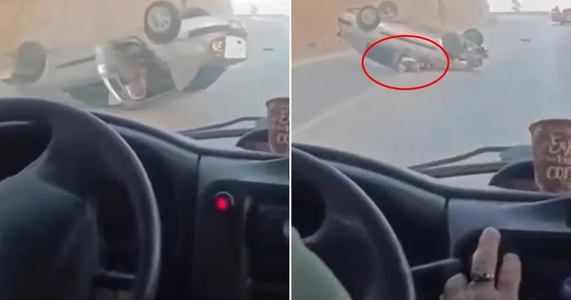 Takla atıp metrelerce sürüklendi! Sürücünün son hamlesi filmleri aratmadı