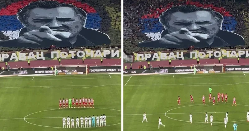 Kızılyıldız Partizan derbisinde skandal görüntüler! Ratko Mladiç için saygı duruşu
