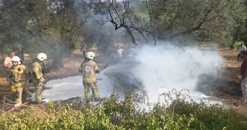 Kontrolden çıkan otomobil tarlada yandı: 1 ölü, 1’i çocuk 5 yaralı