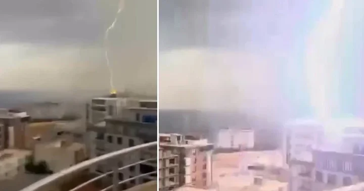 8 katlı binaya yıldırım düştü