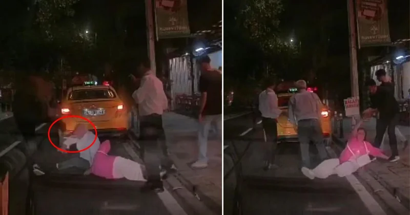 İstanbul da taksici dehşeti! Yaşlı adamın yüzüne tekme attı, kadın yerde sürüklendi