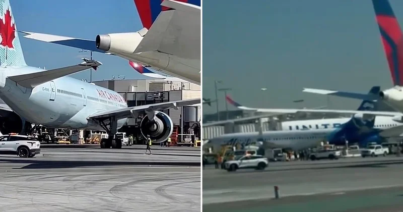 İki yolcu uçağı pistte çarpıştı! Kanat ve kuyruk hasar gördü
