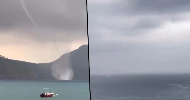 Antalya da iki ayrı noktada hortum çıktı! O anlar kaydedildi