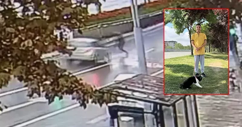 Sultangazi de yolun karşısına geçerken otomobil çarptı; kaza kamerada