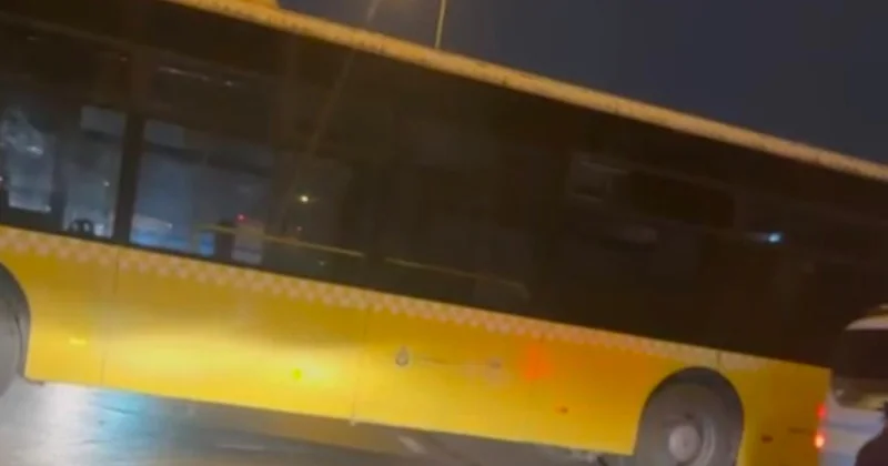 Dönüş yapmak isteyen İETT yolda sıkıştı