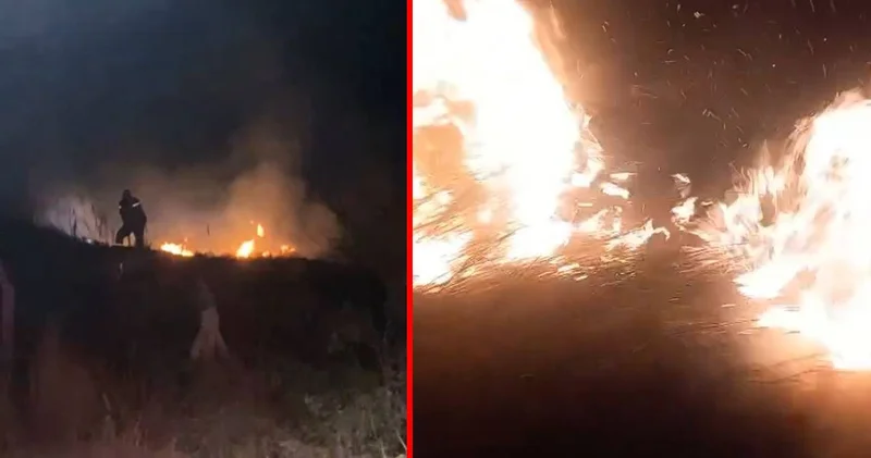 Hatay da çalılık alanda yangın!