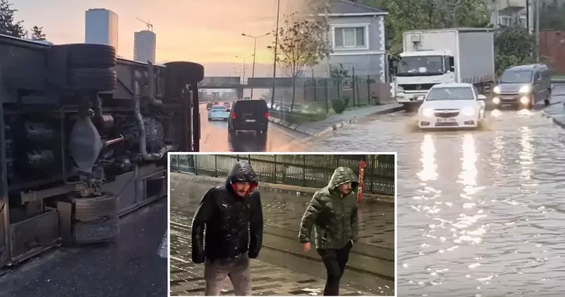 İstanbul da bugün sokakta yürümek bile zor! 7 Aralık Pazar günü yağmur yolları göle çevirdi, kazalar art arda geldi