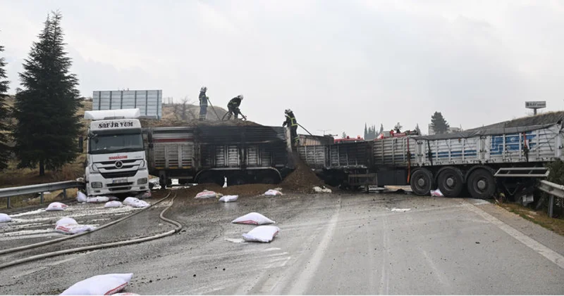 TIR lar çarpıştı, yangın çıktı! Son dakika haberleri