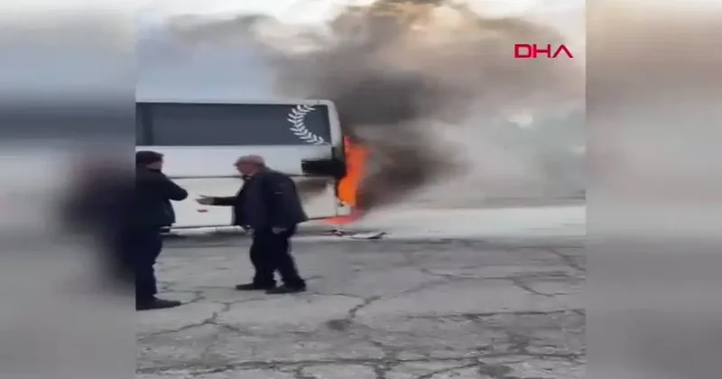 Gaziantep te faciadan dönüldü! Yolcu otobüsünde yangın