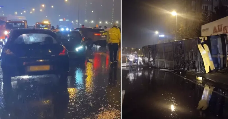 İstanbul da sağanak kabusu! Halk otobüsü takla attı, zincirleme kaza TEM i kilitledi