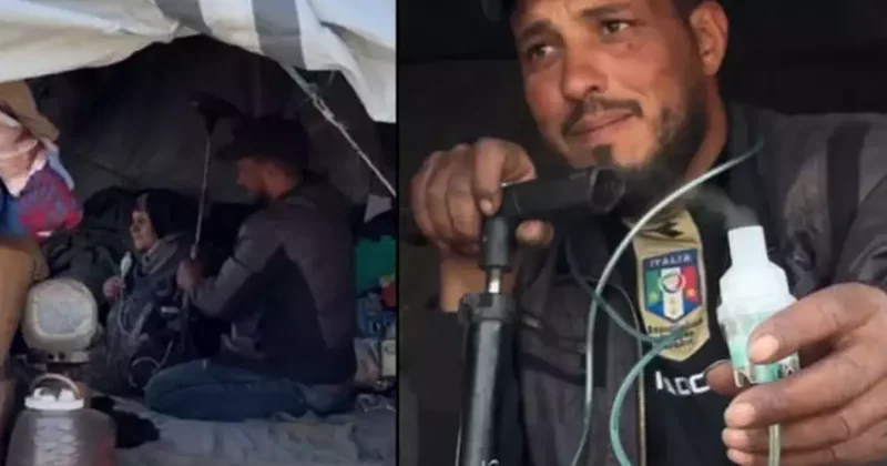 Solunum cihazı yerine lastik pompası! Filistinli genç hasta annesine böyle çözüm buldu