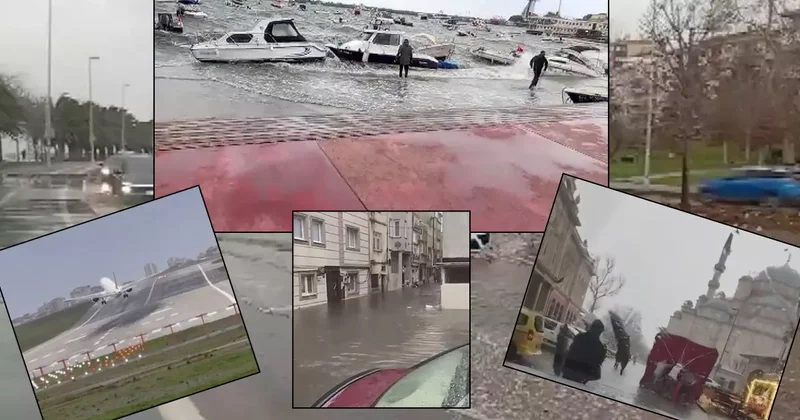 Uçaklar inemedi, işçiler savruldu, tekneler karaya vurdu! İstanbul da korku filmi gibi fırtına
