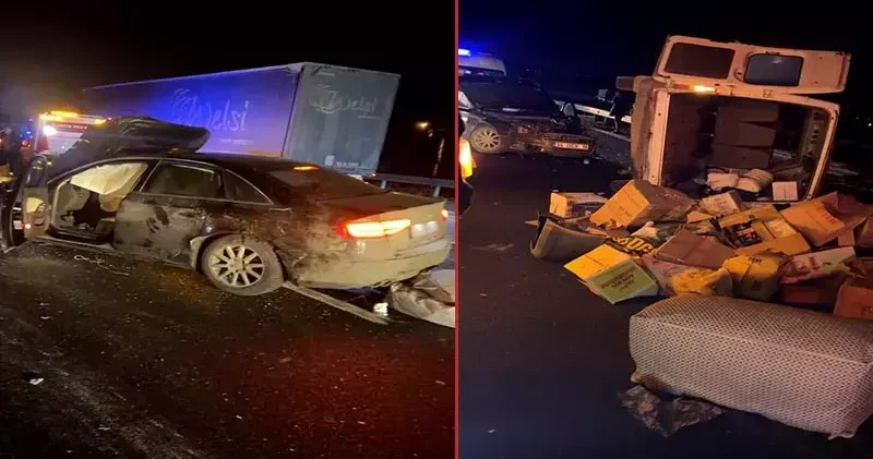 Minibüs ile otomobil otoyolda çarpıştı: 1 ölü, 3 yaralı