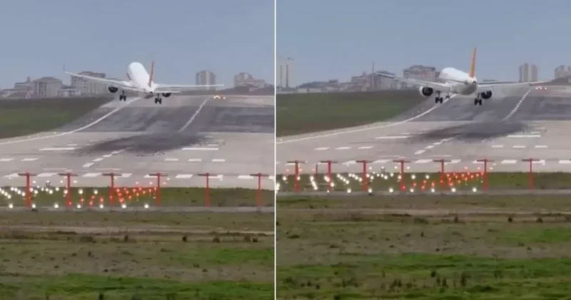 Görüntü Sabiha Gökçen den! Uçak pistin üzerinde askıda kaldı