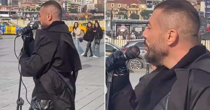 İstanbul un göbeğinde şarkı söyledi, kim olduğunu fark eden şaştı kaldı