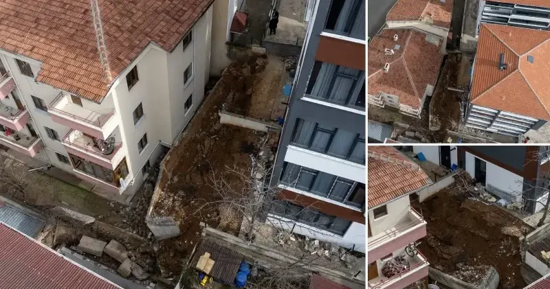 Ankara da istinat duvarının çökmesi nedeniyle 5 apartman tahliye edildi Ankara Haberleri