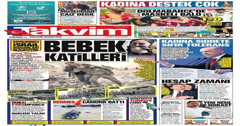 8 Mart Pazar gazete manşetleri Savaşın yeni hedefi bulut!