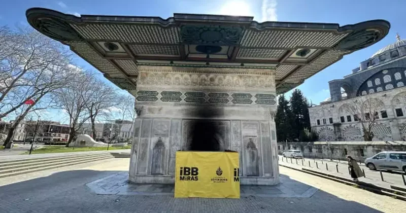 300 yıllık Tophane Çeşmesi ateş yakılması sonucu zarar gördü