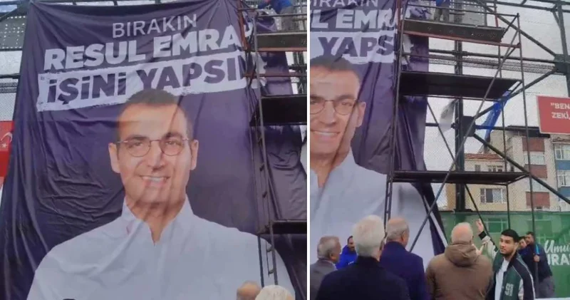 Özel in katılacağı açılışta pankart krizi: Polis indirmek istedi, yurttaşlar engel oldu!