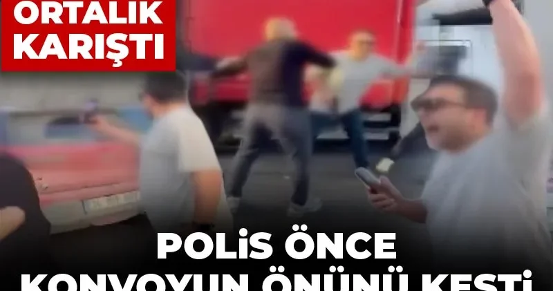Polis önce konvoyun önünü kesti sonra havaya ateş açtı! İstanbul un göbeğinde ortalık karıştı