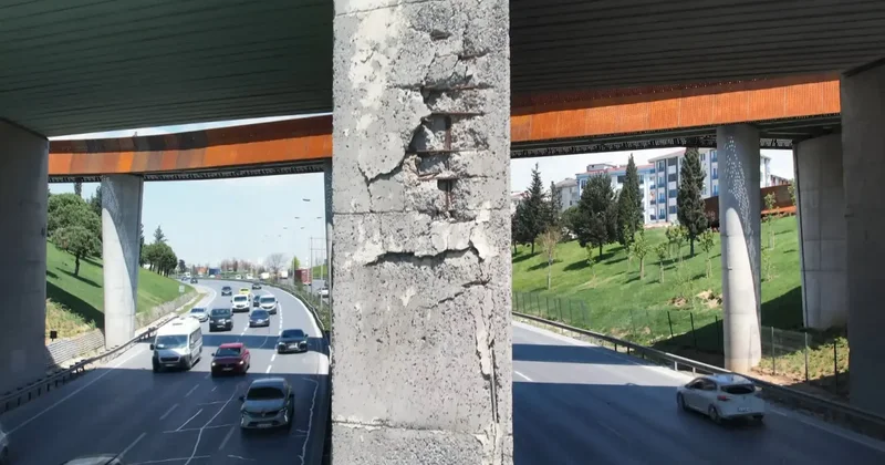 Esenyurt ta beton parçaları dökülen köprünün paslanan demirleri ortaya çıktı