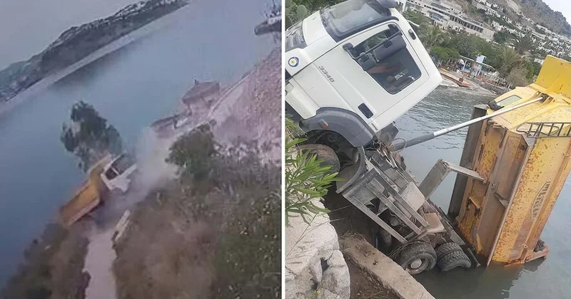 Facianın eşiğinden dönüldü! Hafriyat kamyonu deniz kıyısında asılı kaldı Sözcü Gazetesi