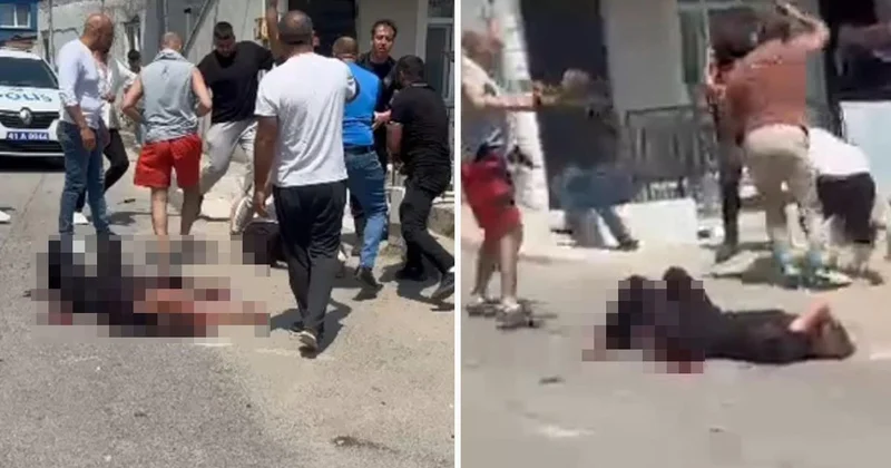Eşini sokak ortasında bıçaklayarak öldüren adama linç girişimi